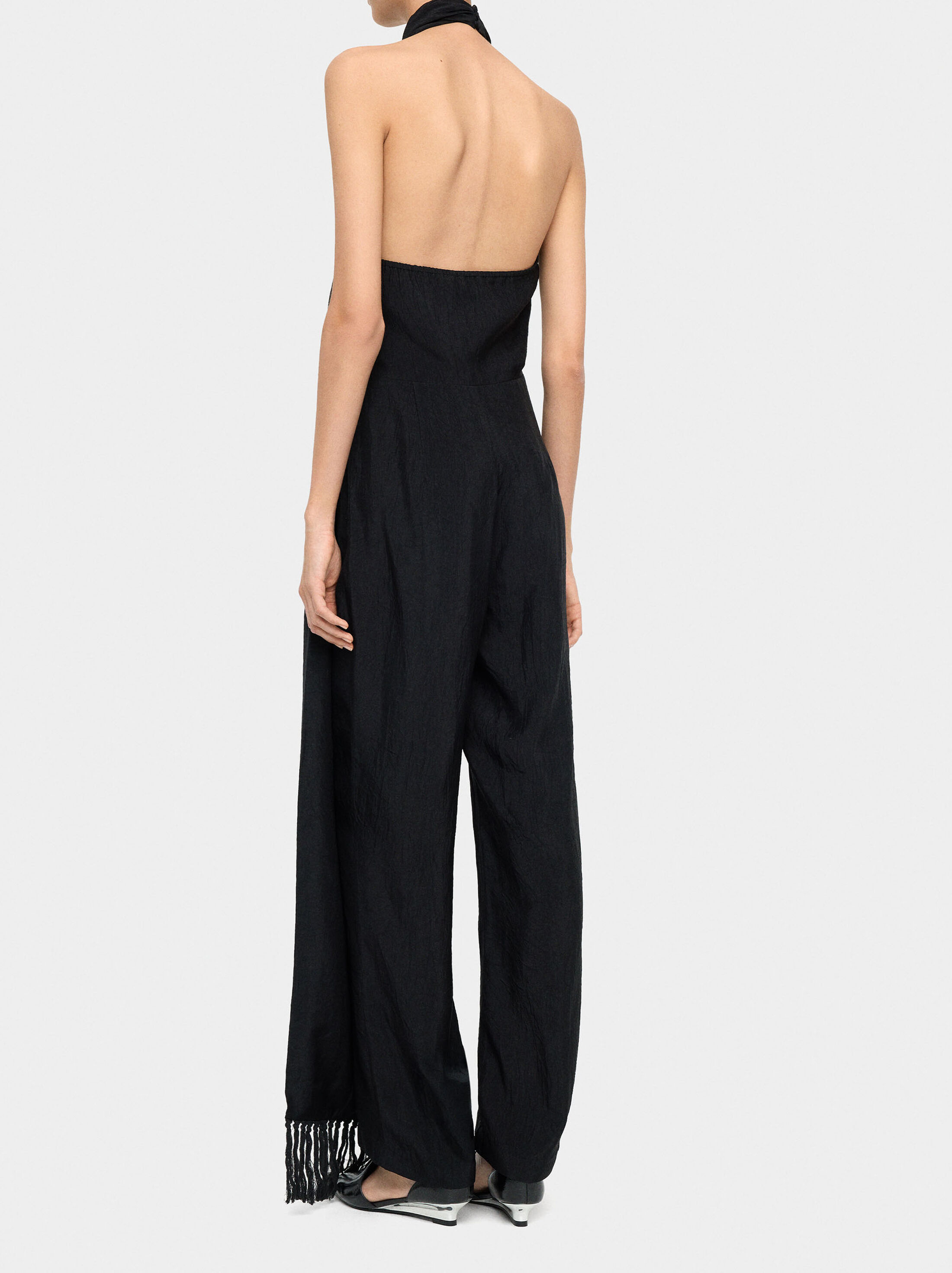 Jumpsuit with halter crinkled effect image number 3.0