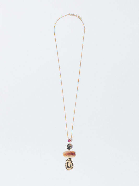 Natural Gemstone Necklace, Multicolor, hi-res