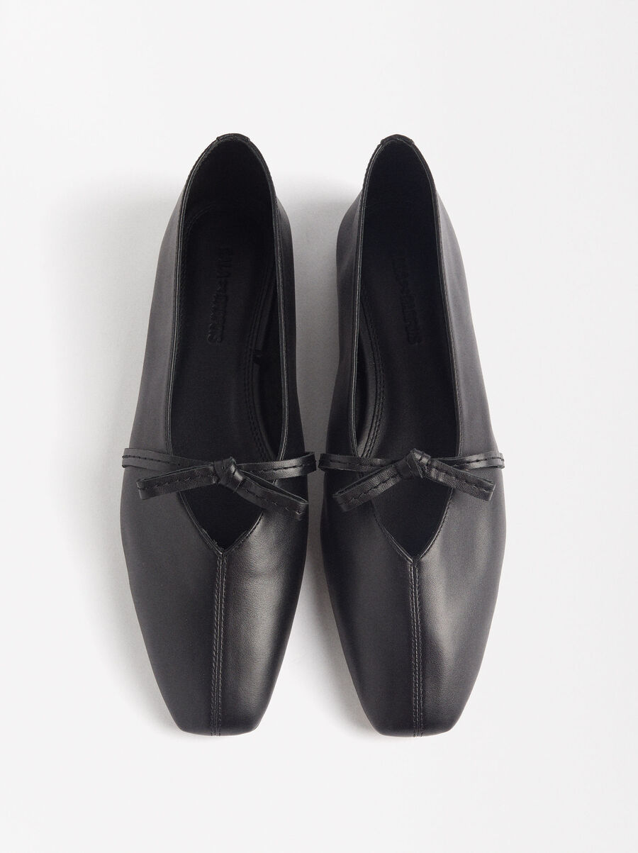Ballerines en cuir avec nœud