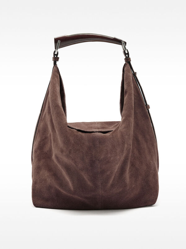 Suede leather shoulder bag