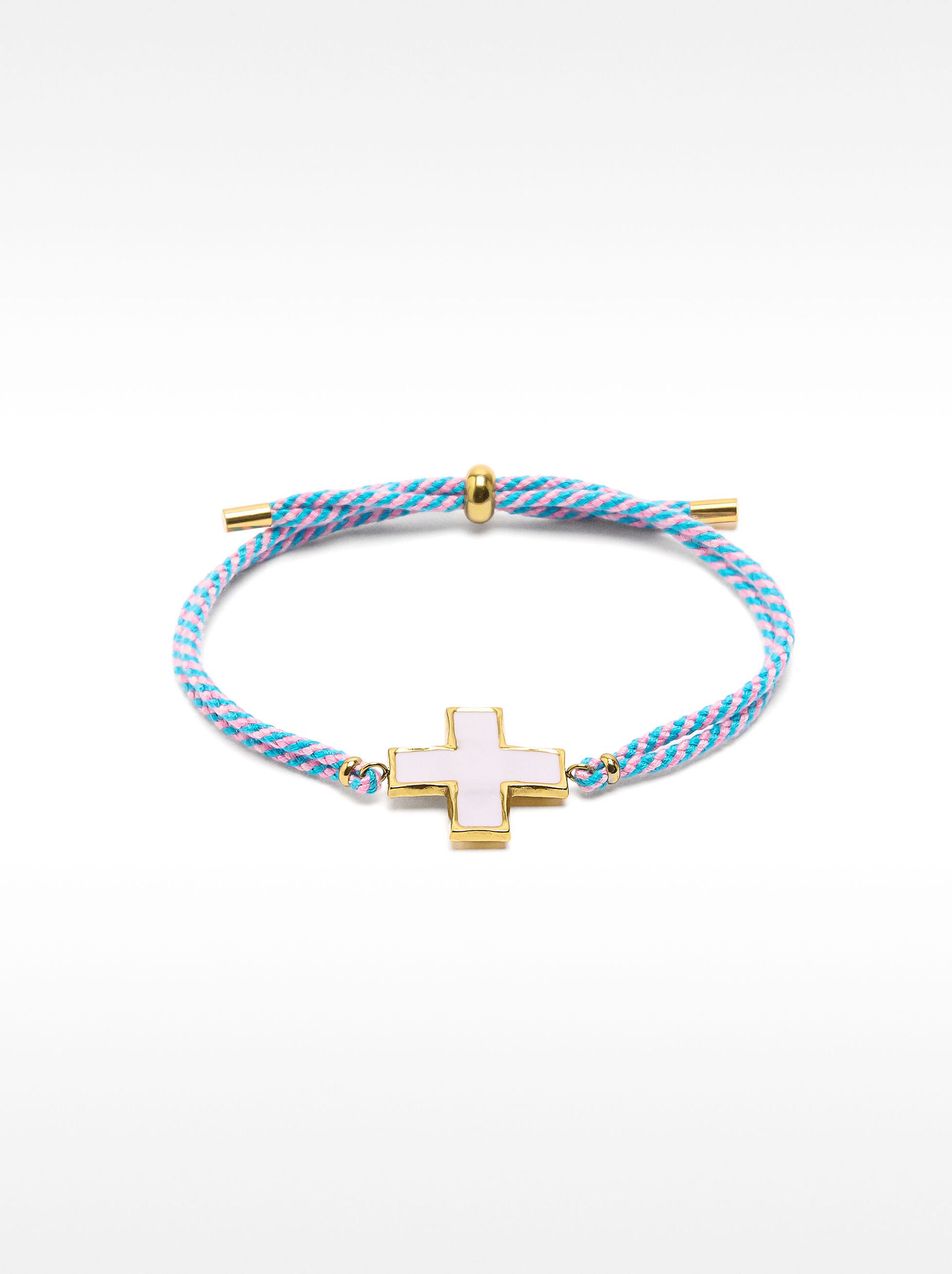 Adjustable cross bracelet - stainless steel image number 0.0