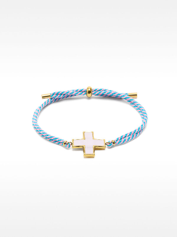Adjustable cross bracelet - stainless steel
