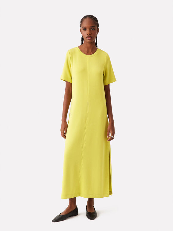 Long Dress With Short Sleeves , Yellow, hi-res
