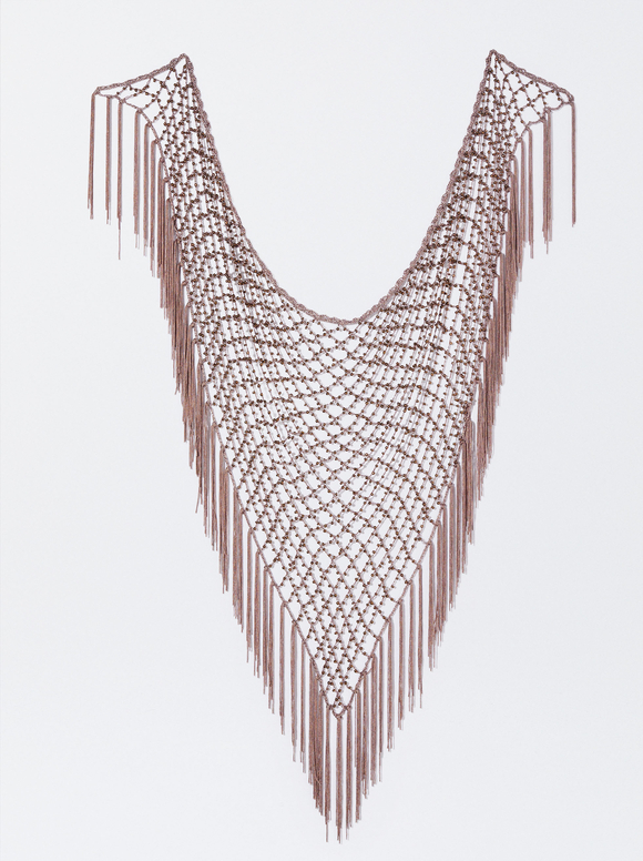 Shawl With Beads, Golden, hi-res