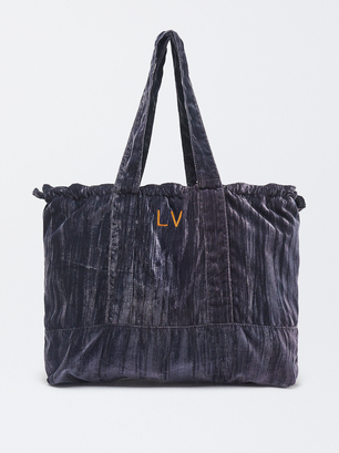 Exclusive Online - Personalized Velvet Bag, Blue, hi-res