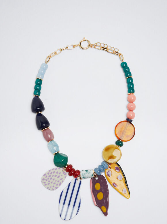 Necklace With Ceramic And Resin, Multicolor, hi-res