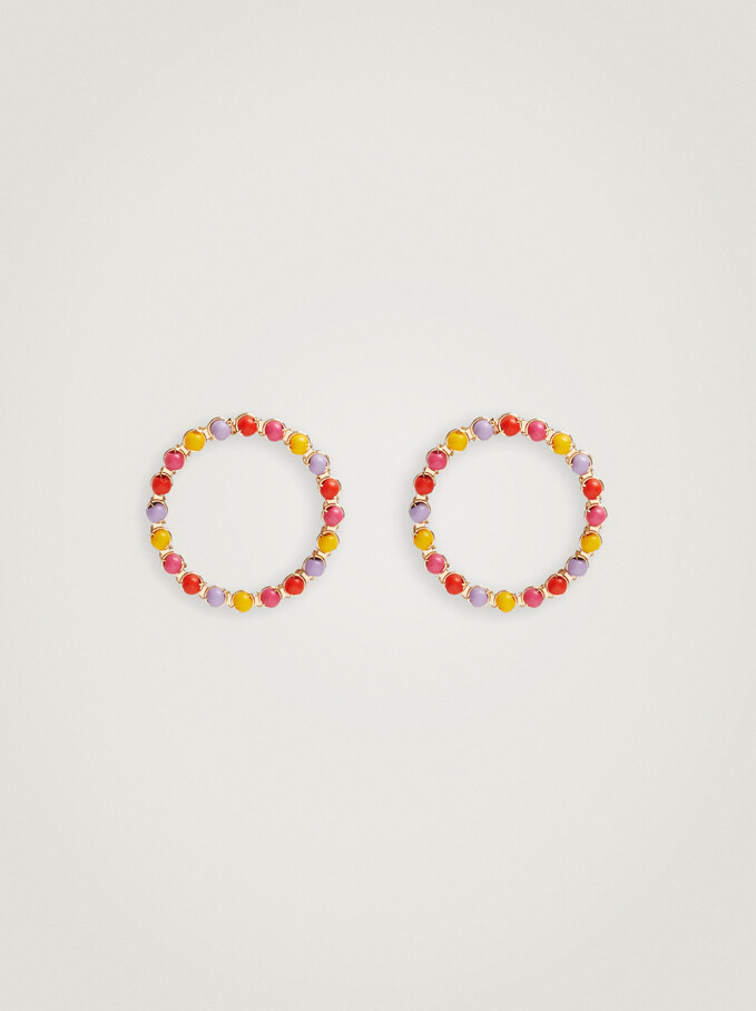Earrings With Multicoloured Beads, Multicolor, hi-res