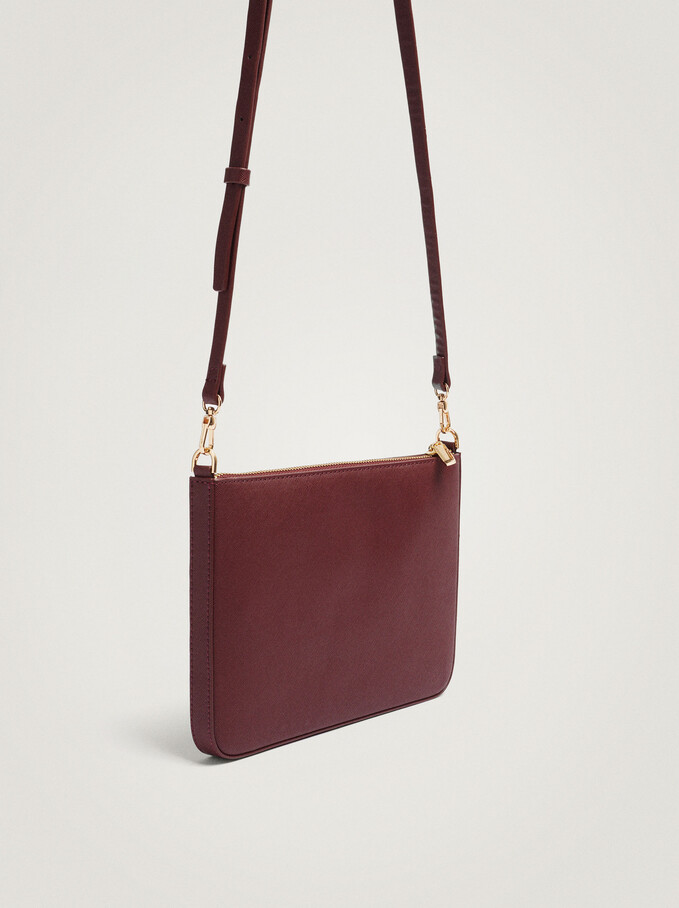 Crossbody Bag With Outer Pocket, Bordeaux, hi-res