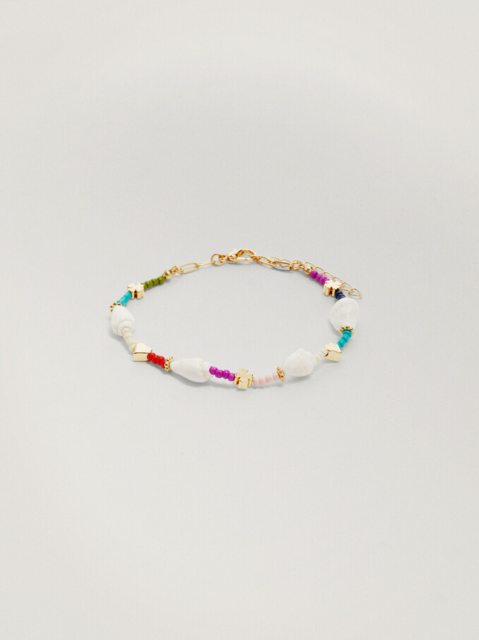 Long Necklace With Stones And Flower, Multicolor, hi-res
