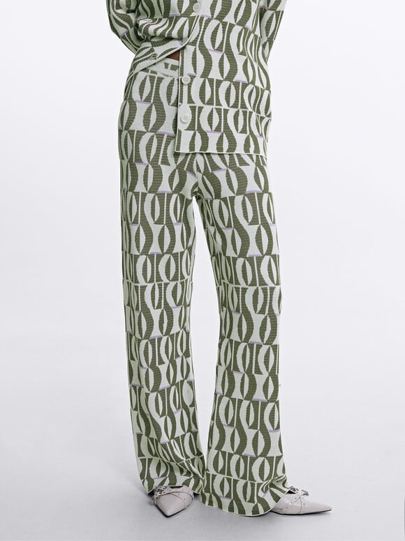 Pantaloni In Maglia Jacquard, Multicolore, hi-res