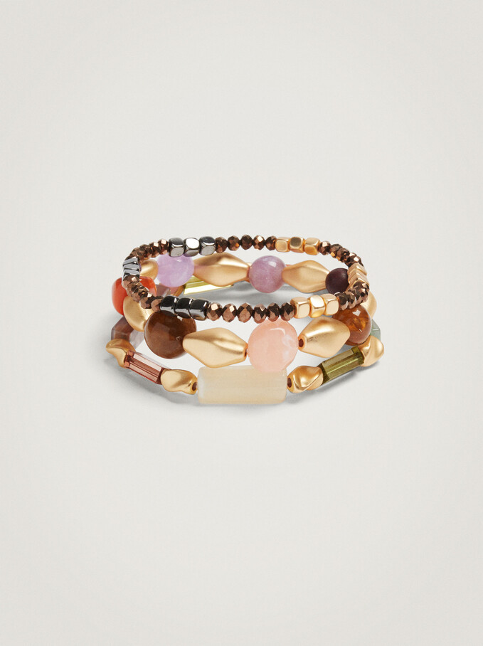 Lot De Bracelets Élastiques Avec Perles Fantaisie, Multicolore, hi-res