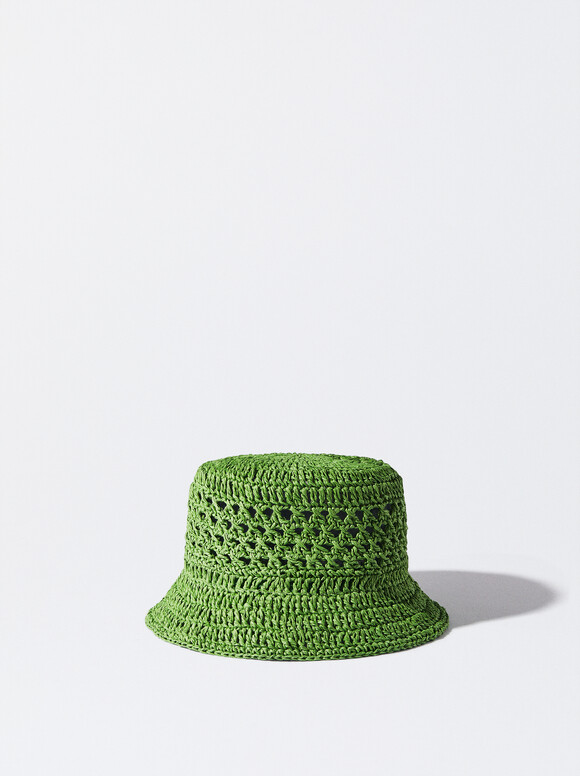 Cappellino Bucket Intrecciato, Verde, hi-res