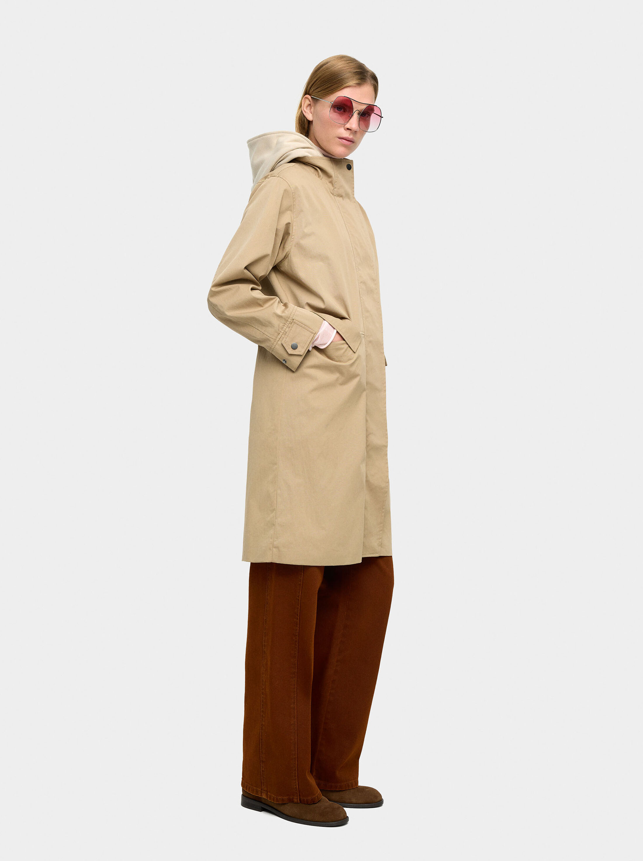 Cotton parka with removable hood image number 0.0