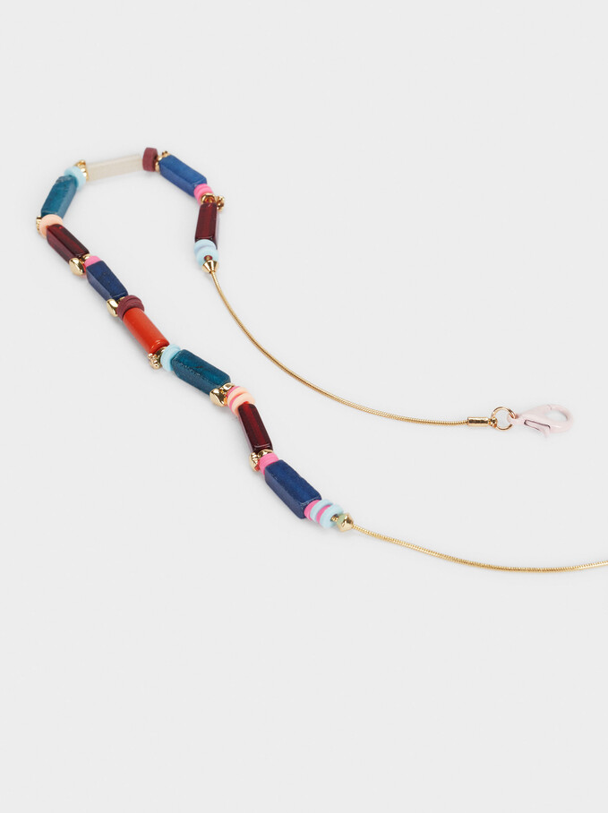 Short Necklace With Stones And Resin, Multicolor, hi-res