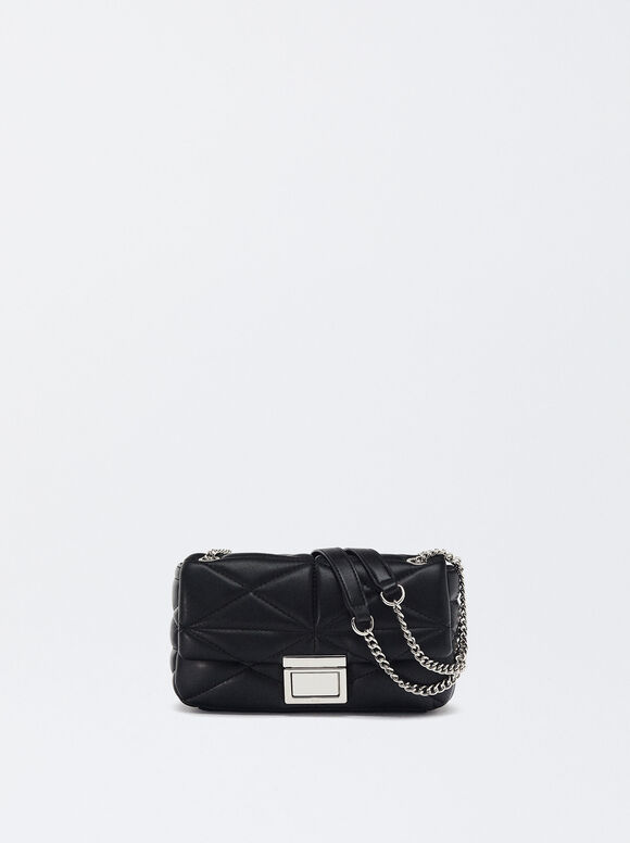 Quilted Shoulder Bag, Black, hi-res