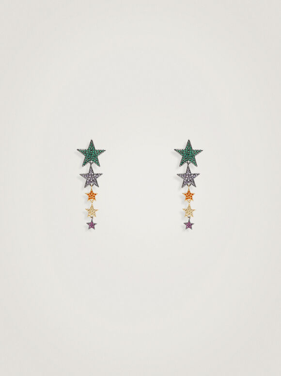 Star Earrings And Zirconia, Multicolor, hi-res