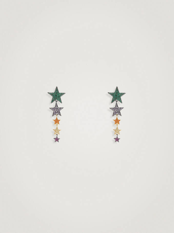 Star Earrings And Zirconia, Multicolor, hi-res