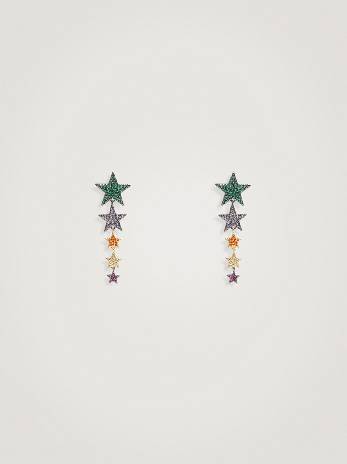 Boucles D’Oreilles Étoile Et Zircone, Multicolore, hi-res