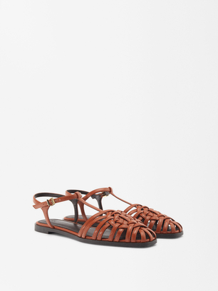 Strappy Sandals, Orange, hi-res