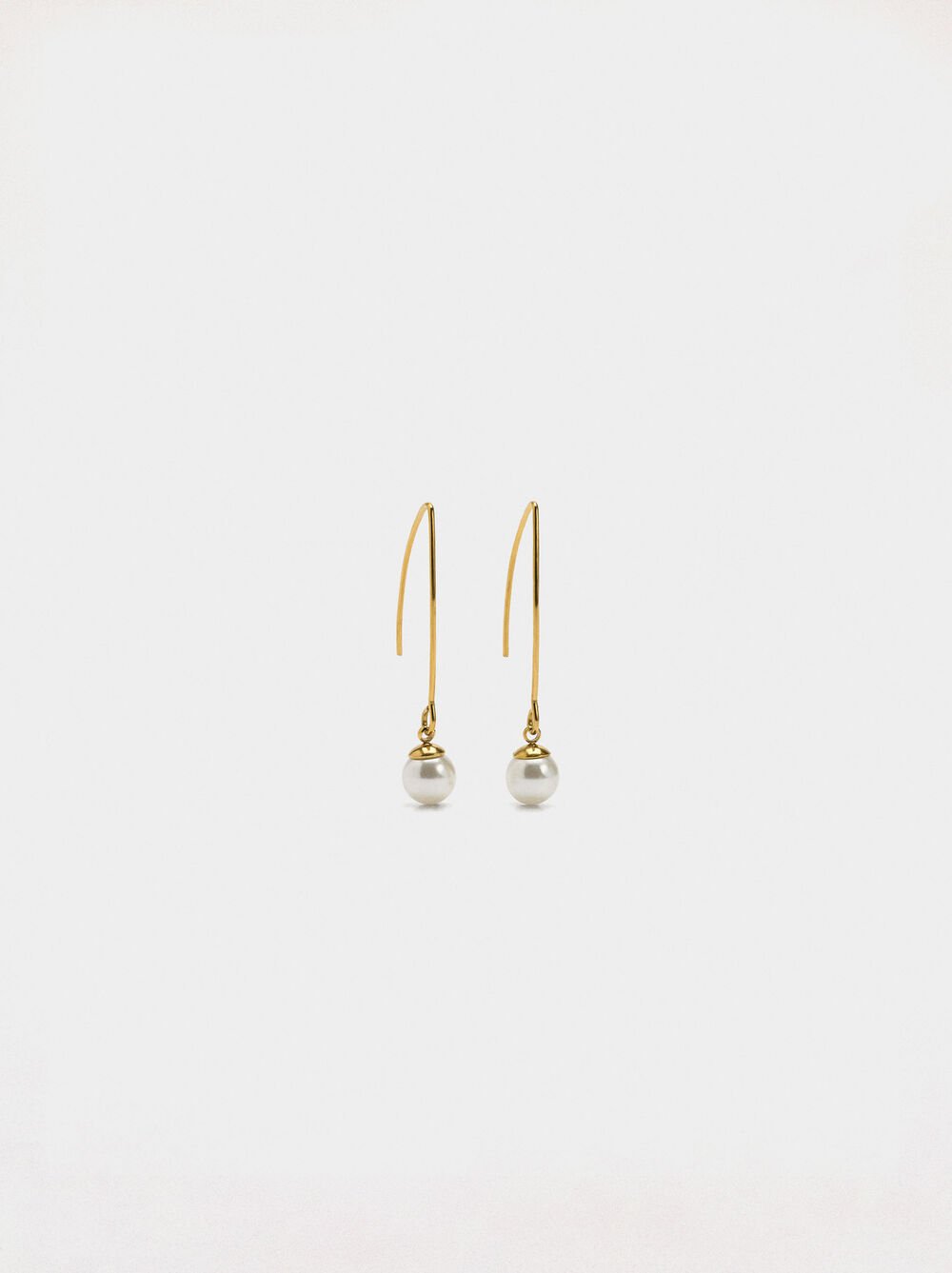 Long earrings with pearl - stainless steel