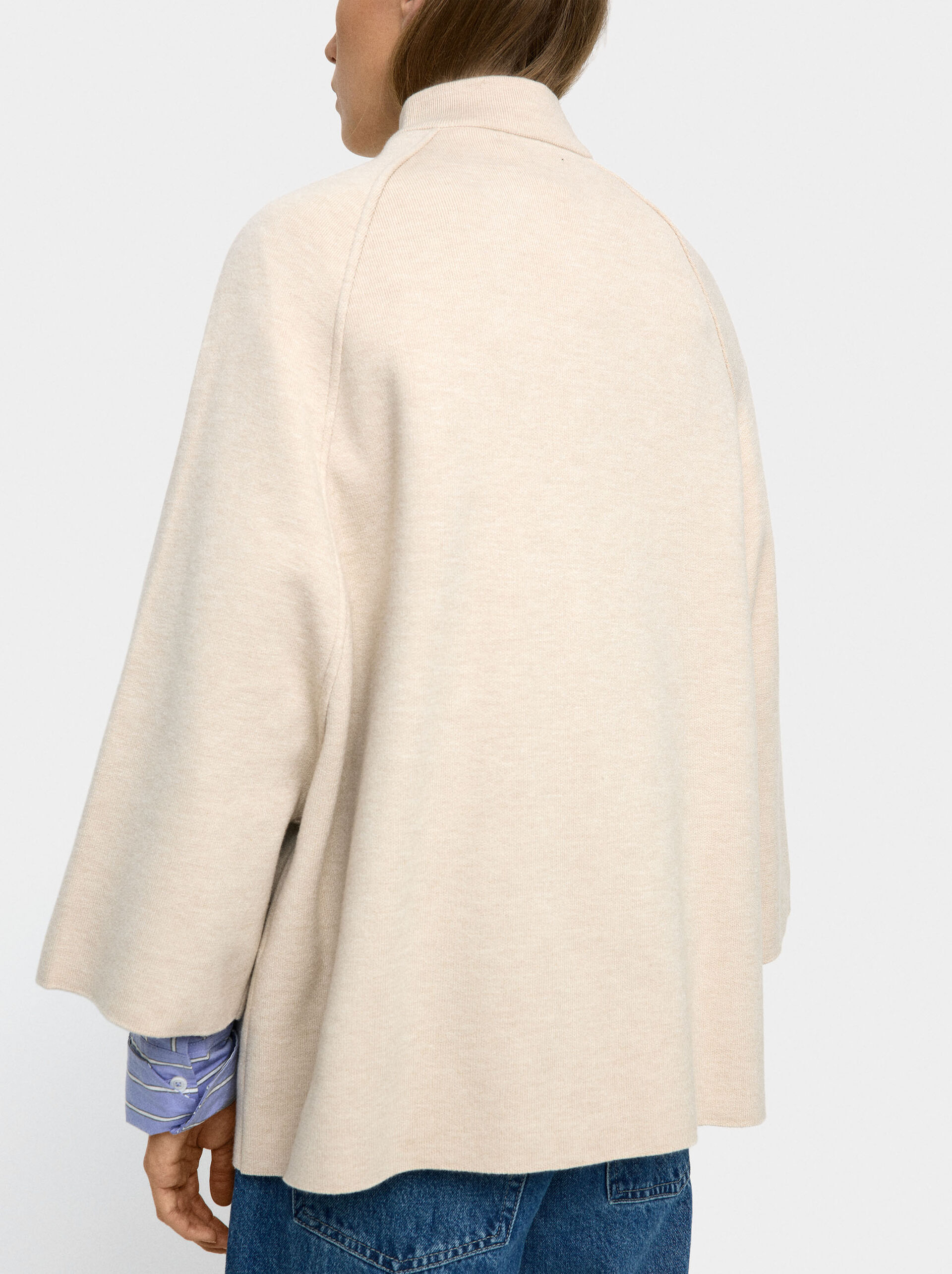 Knit poncho with high neck image number 2.0