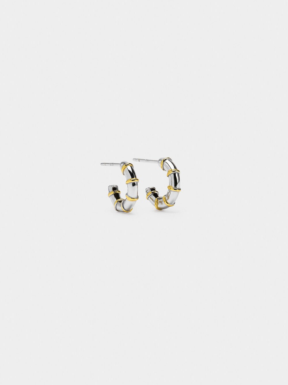Segmented bicolor hoop earrings with 925 sterling silver