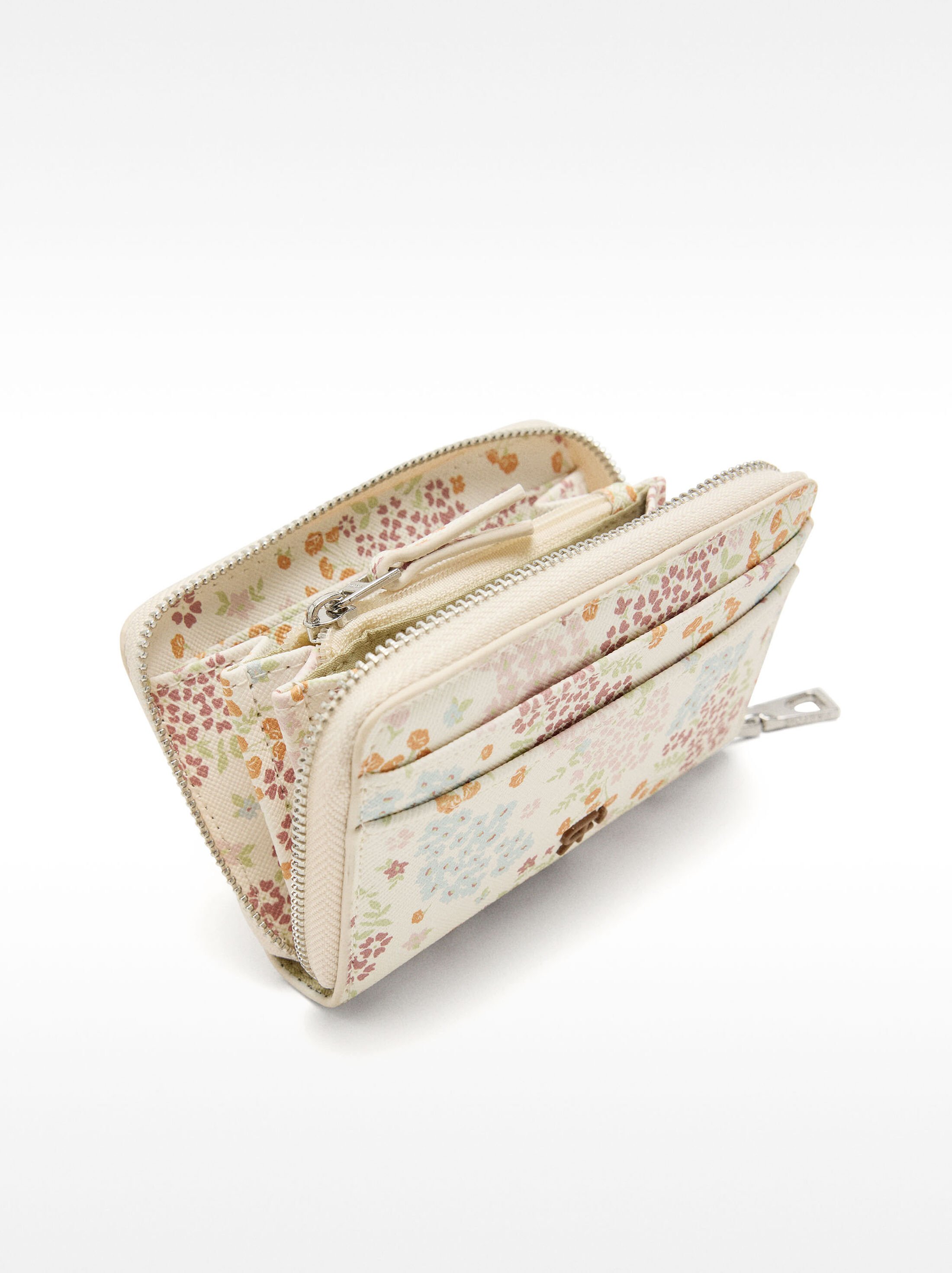 Porta-moedas com textura estampado floral image number 1.0