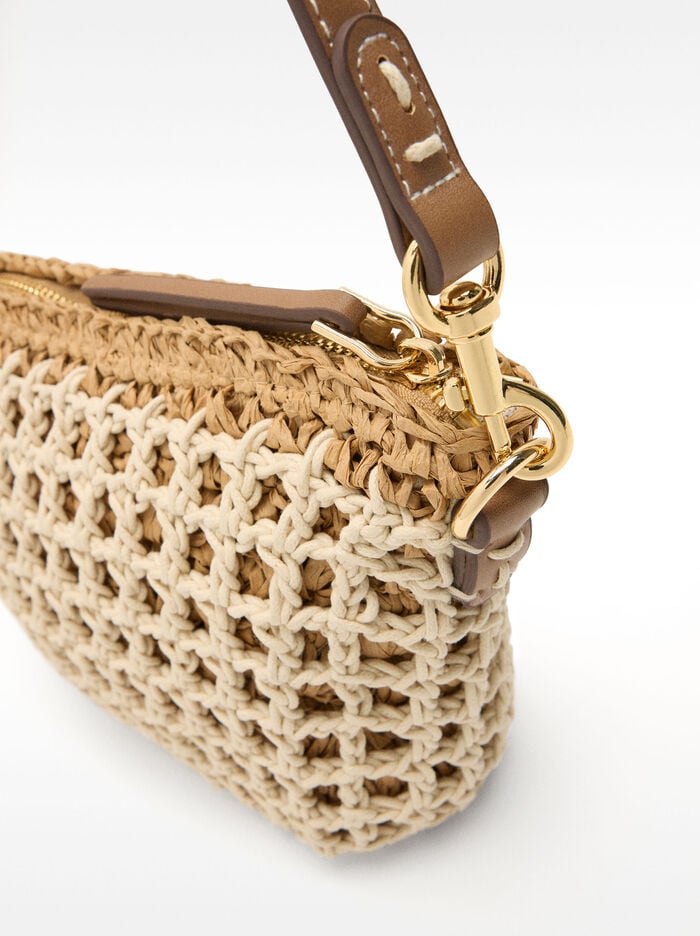 Braided crossbody bag with straw effect