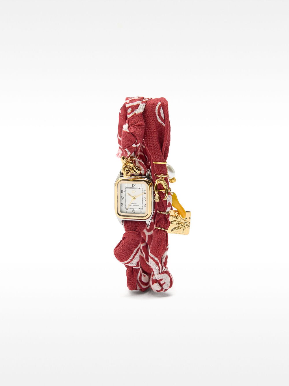 Rellotge amb corretja de teixit i charms