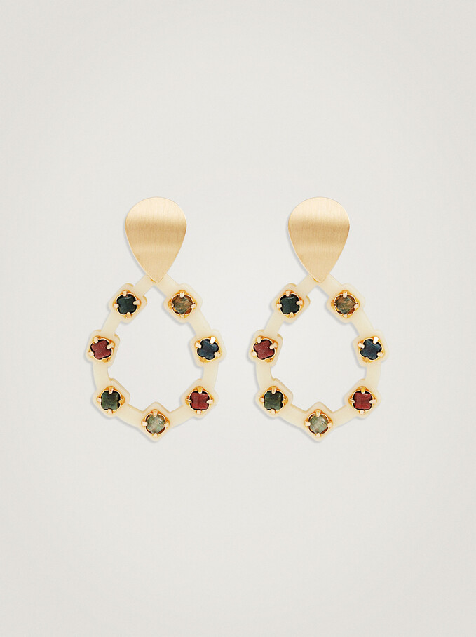 Earrings With Semiprecious Stone, Multicolor, hi-res
