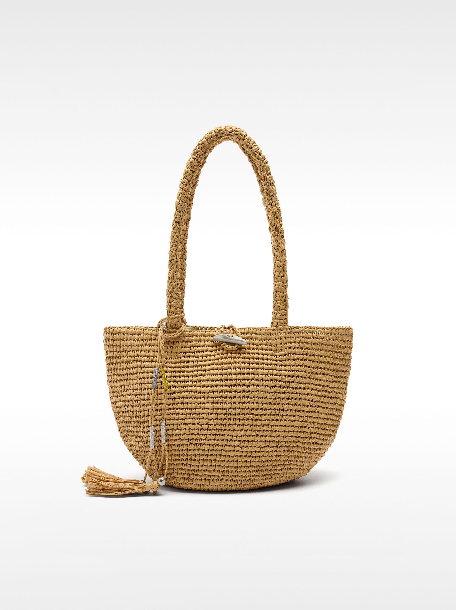 Straw-effect shoulder bag  image number 4.0