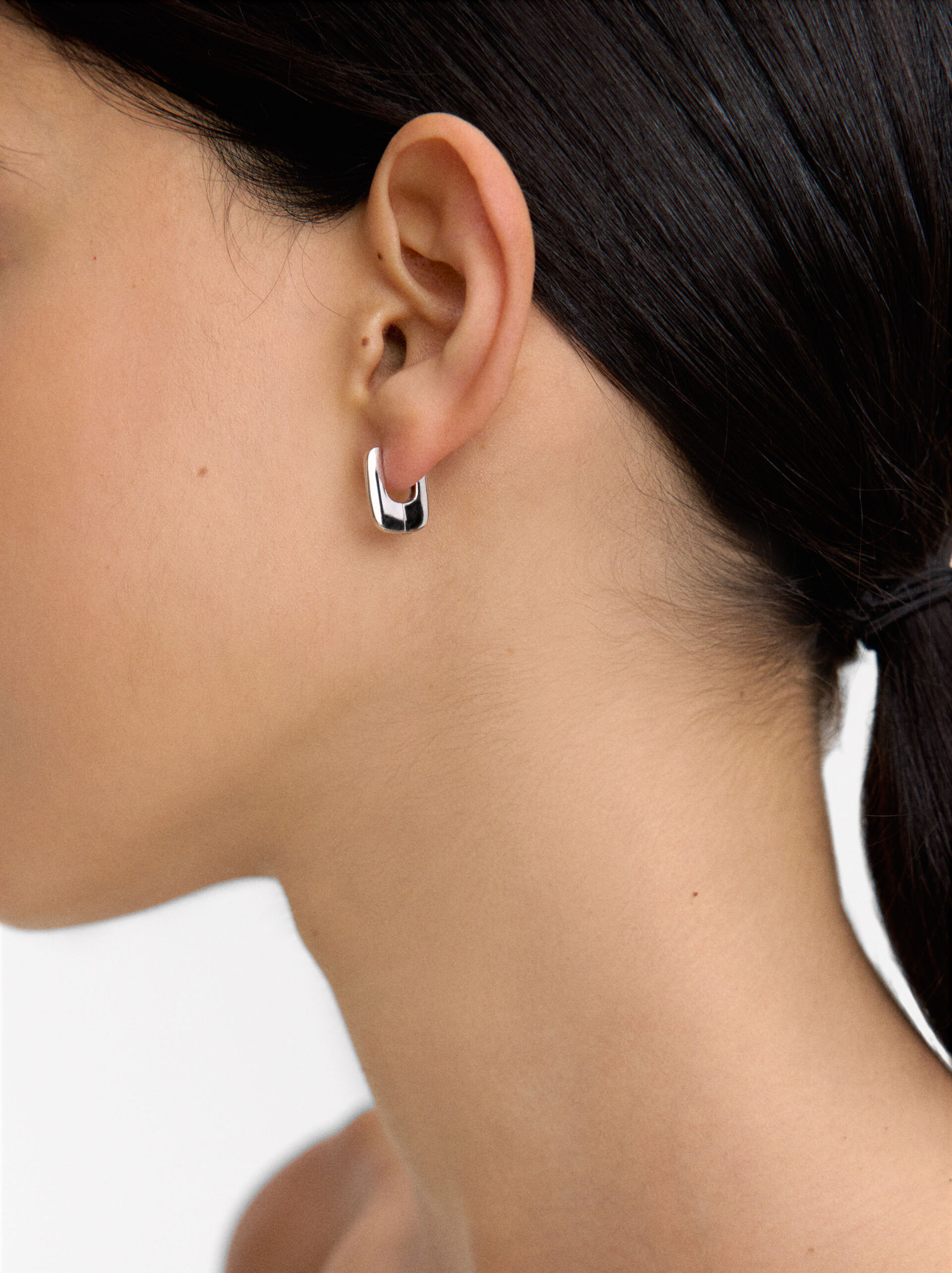 Short hoop earrings - 925 sterling silver image number 1.0