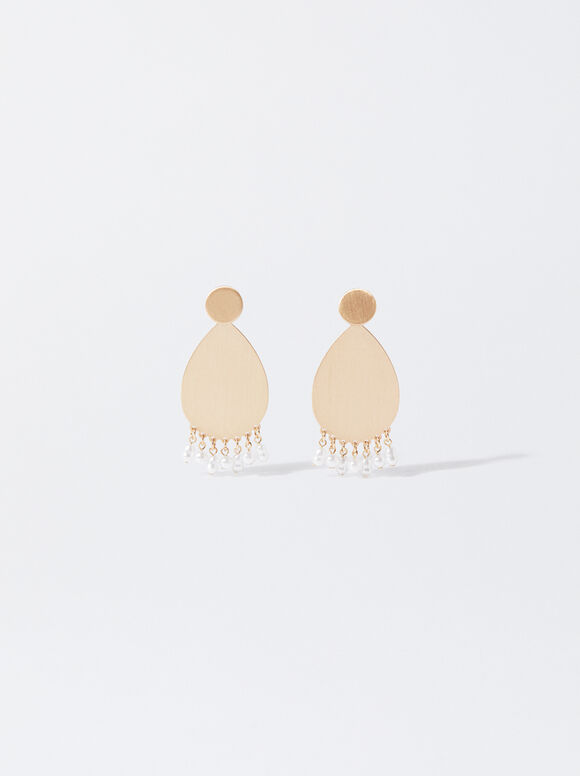 Golden Earrings With Pearls, Golden, hi-res