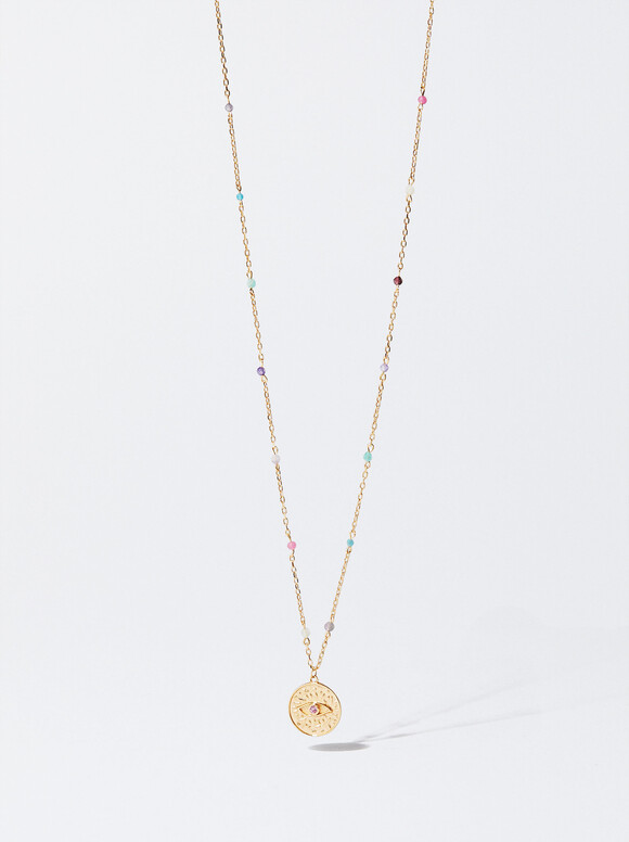 Collier En Argent 925 Avec Médaillon, Multicolore, hi-res