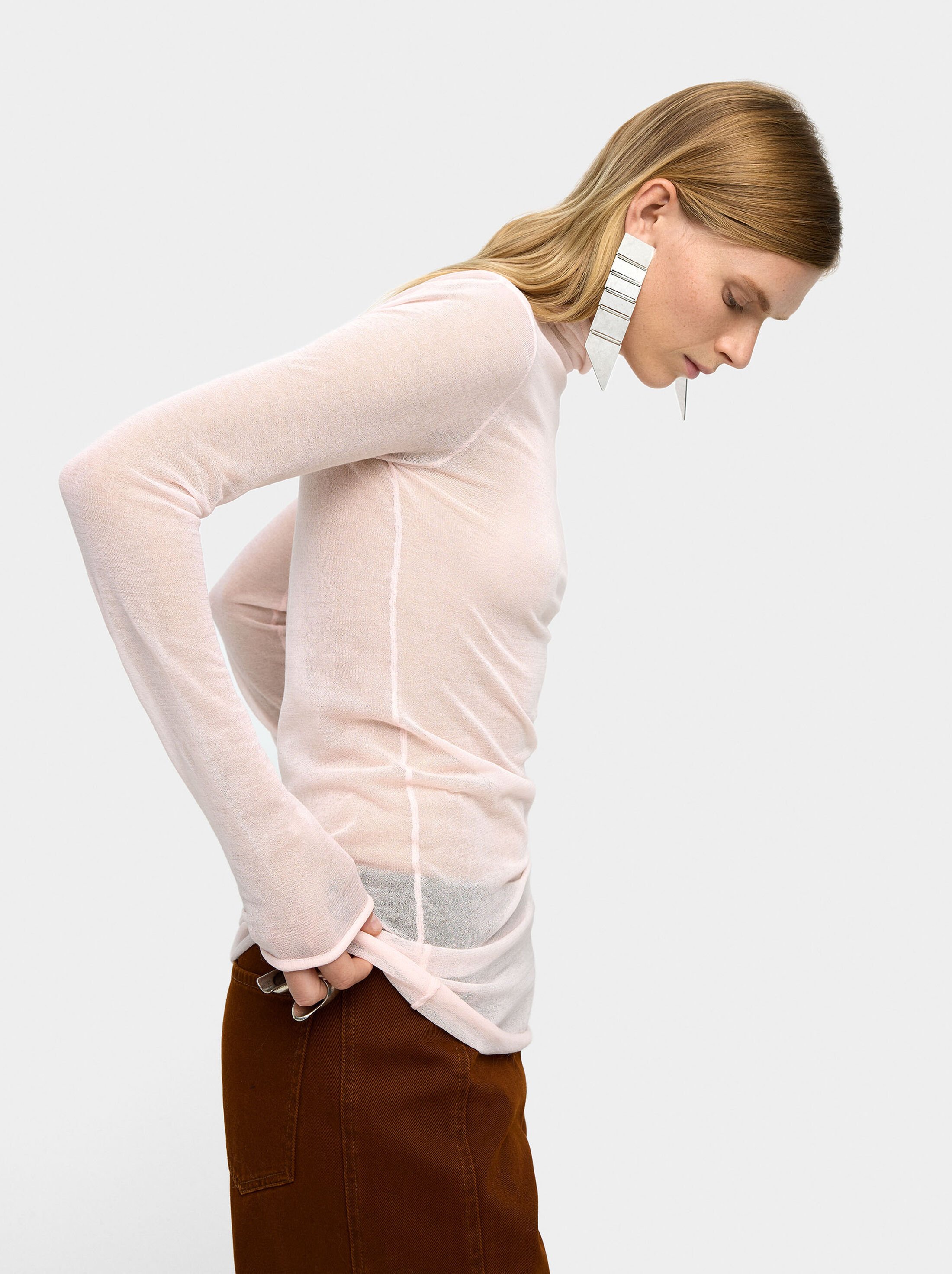 Knit sweater with high neck image number 2.0