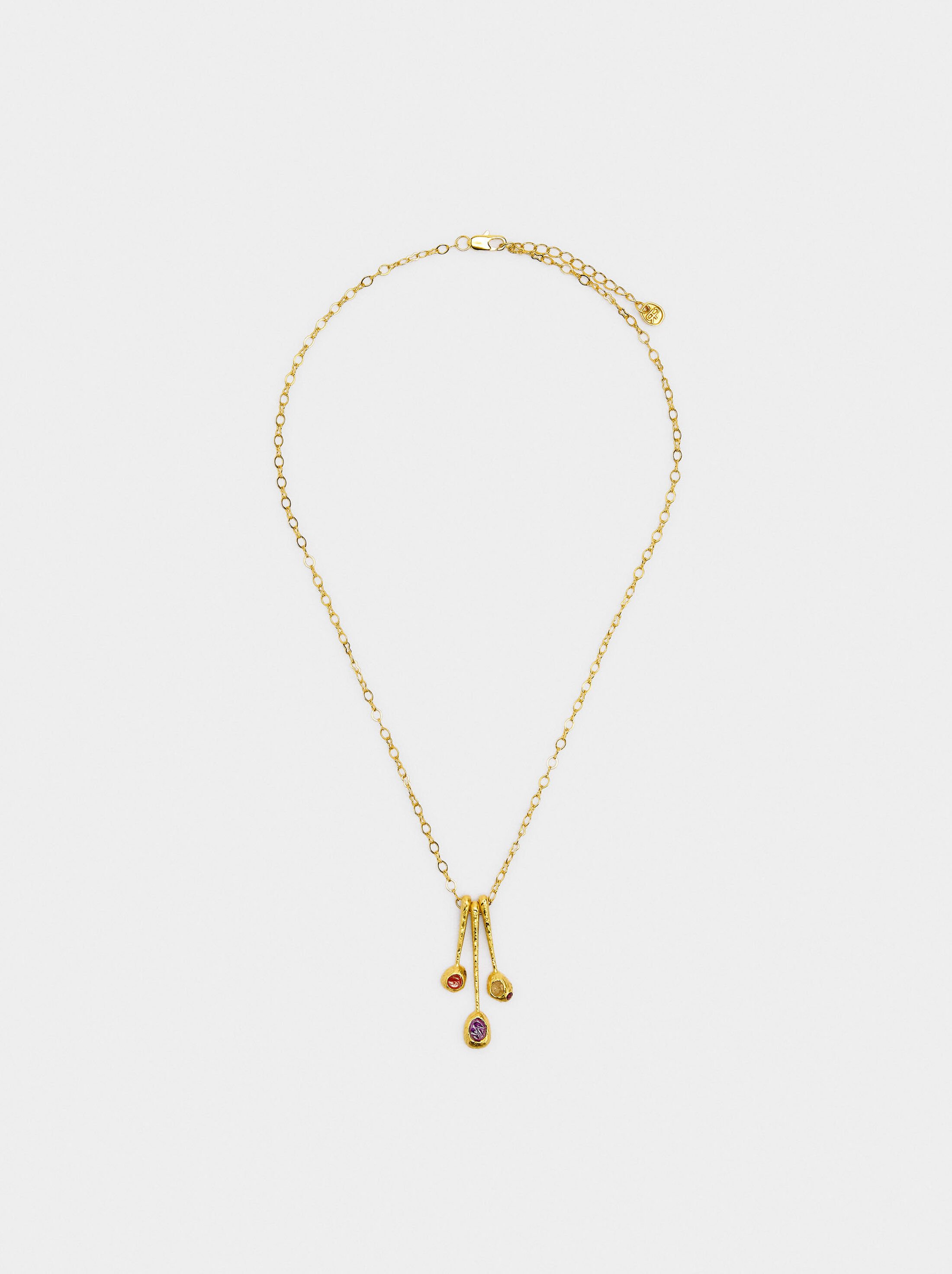 Necklace with bar pendants with stones - 18k gold swim image number 1.0
