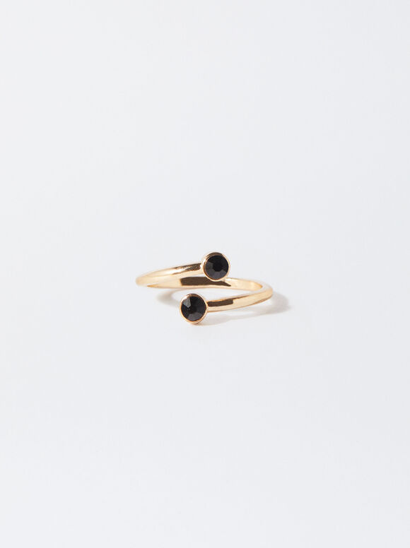 Ring With Stone, Black, hi-res