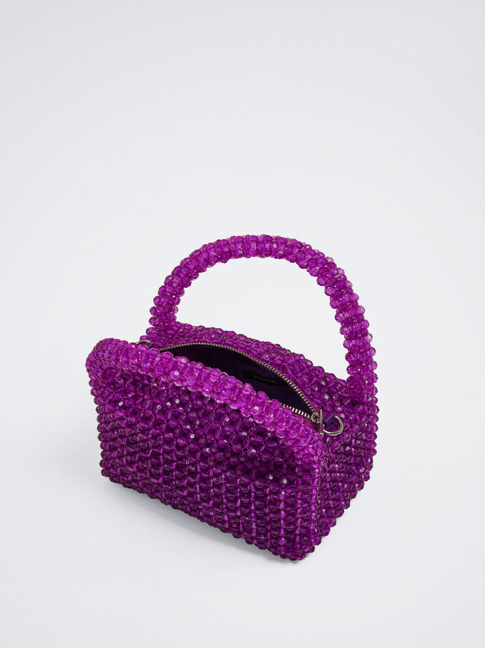 Party Handbag With Beads, Purple, hi-res