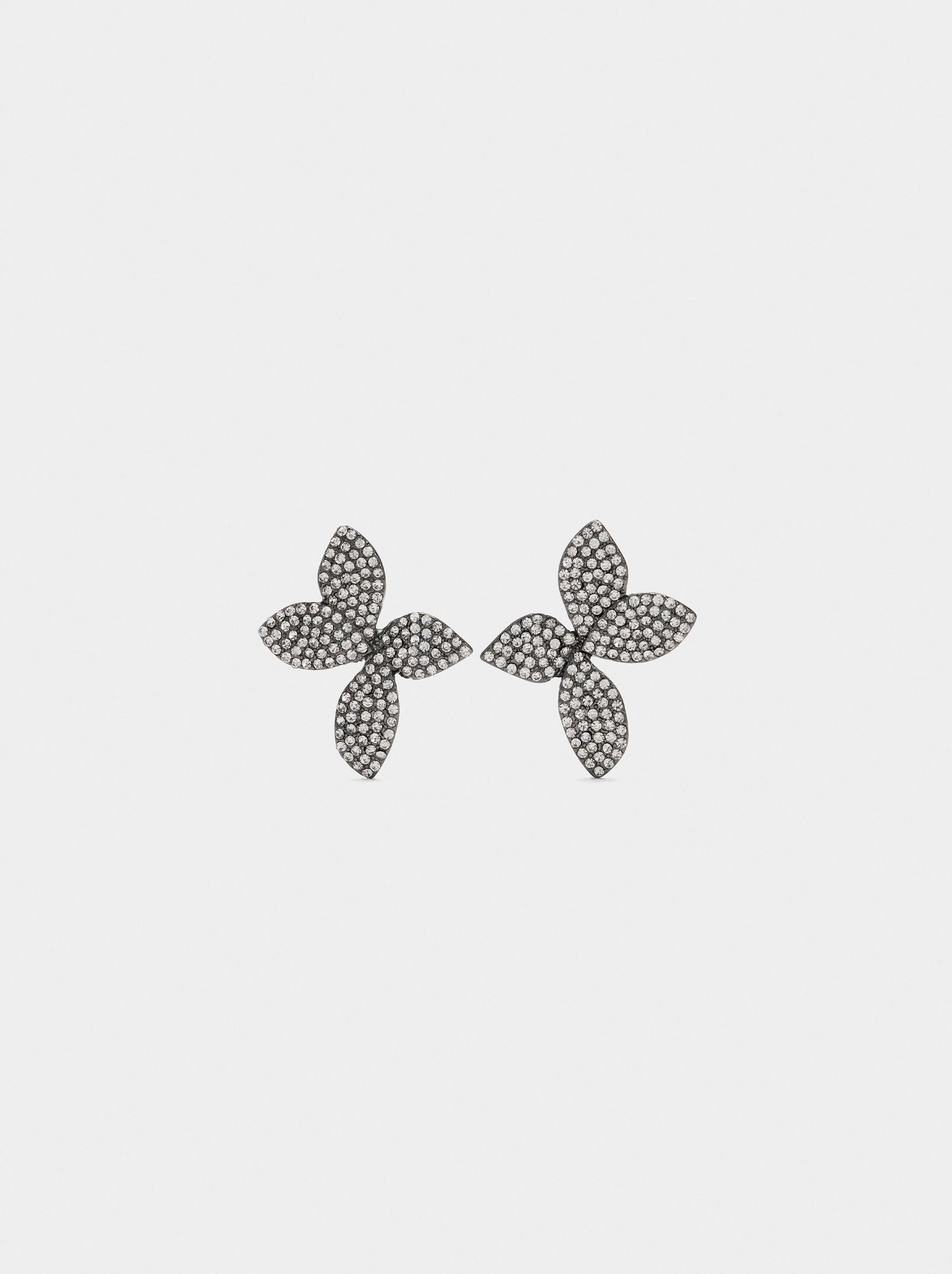 Maxi flower earrings with crystals image number 0.0