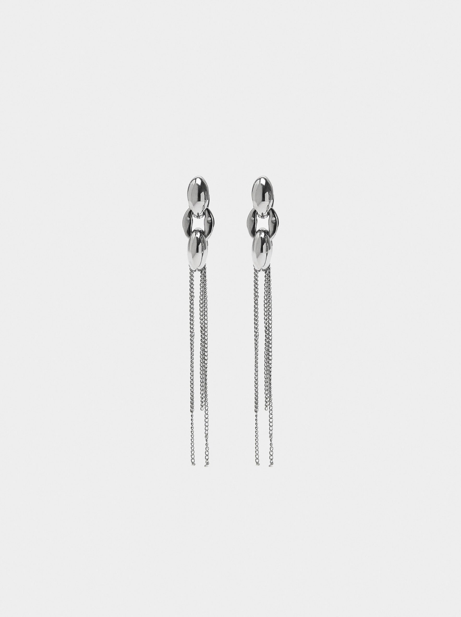 Long earrings with chains - stainless steel image number 0.0