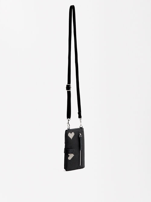 Nylon phone bag with hearts