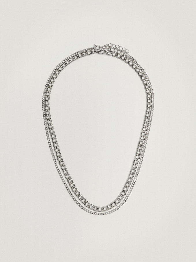 Set Of Silver-Plated Chain Necklaces, Silver, hi-res