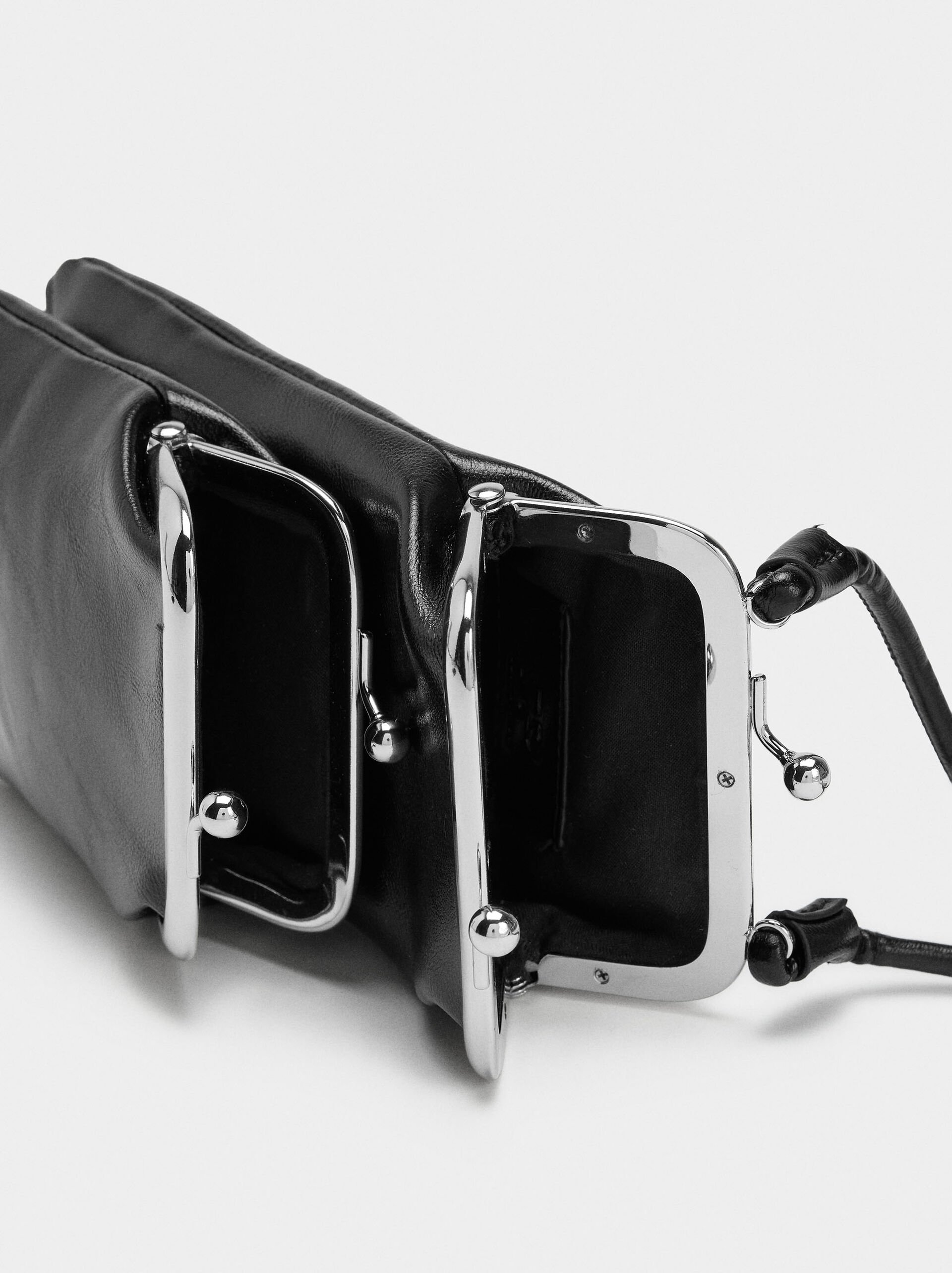 Mobile phone bag with kiss-lock closure image number 3.0