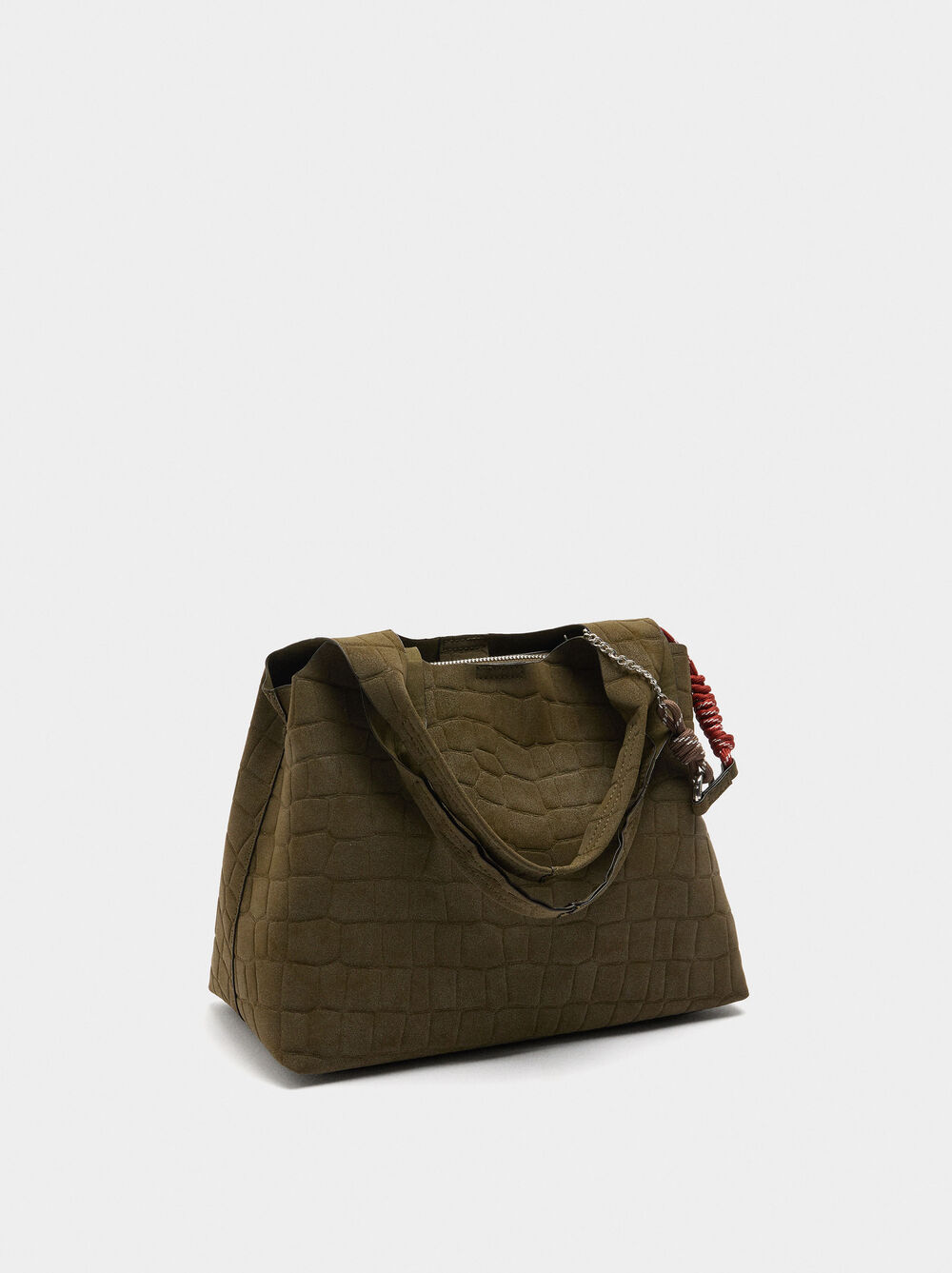 Shopper bag with animal embossing