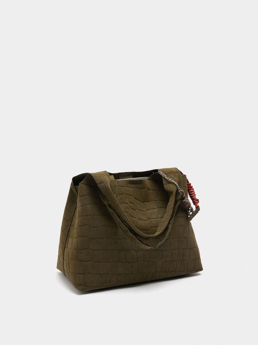 Shopper bag with animal embossing