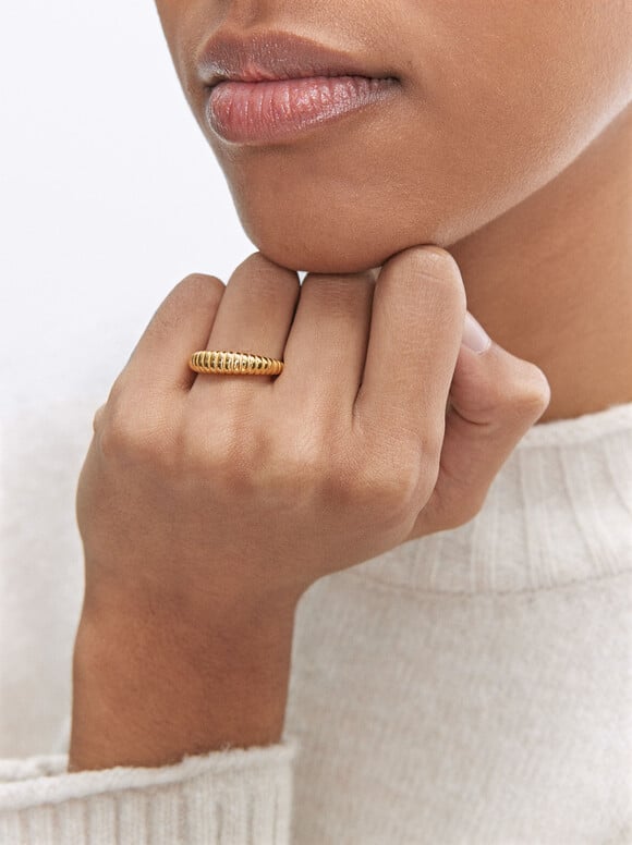 Silver 925 Ring, Golden, hi-res