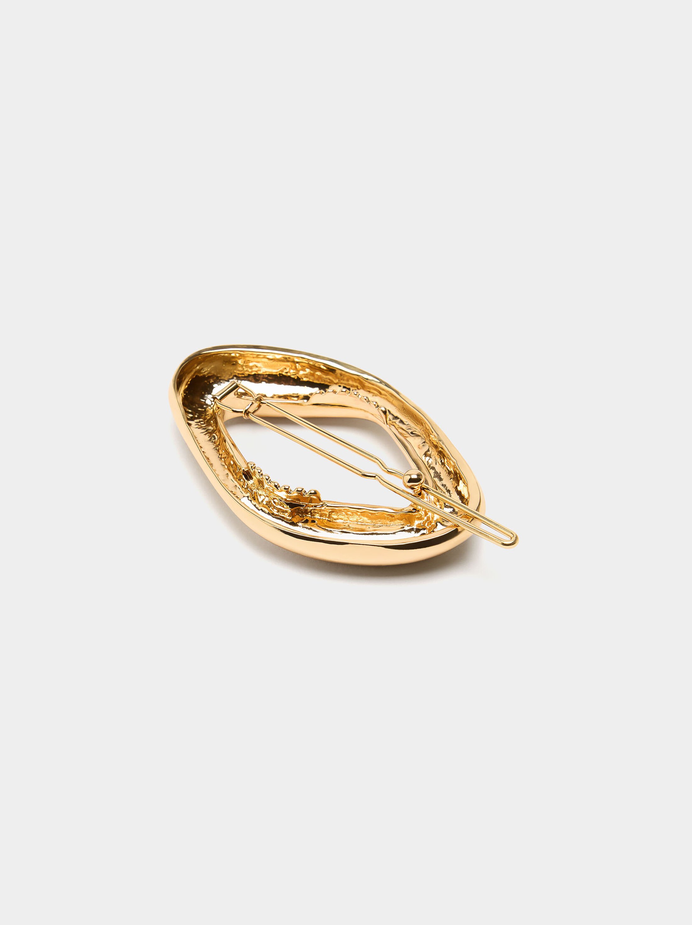 Oval gold hair clip image number 2.0