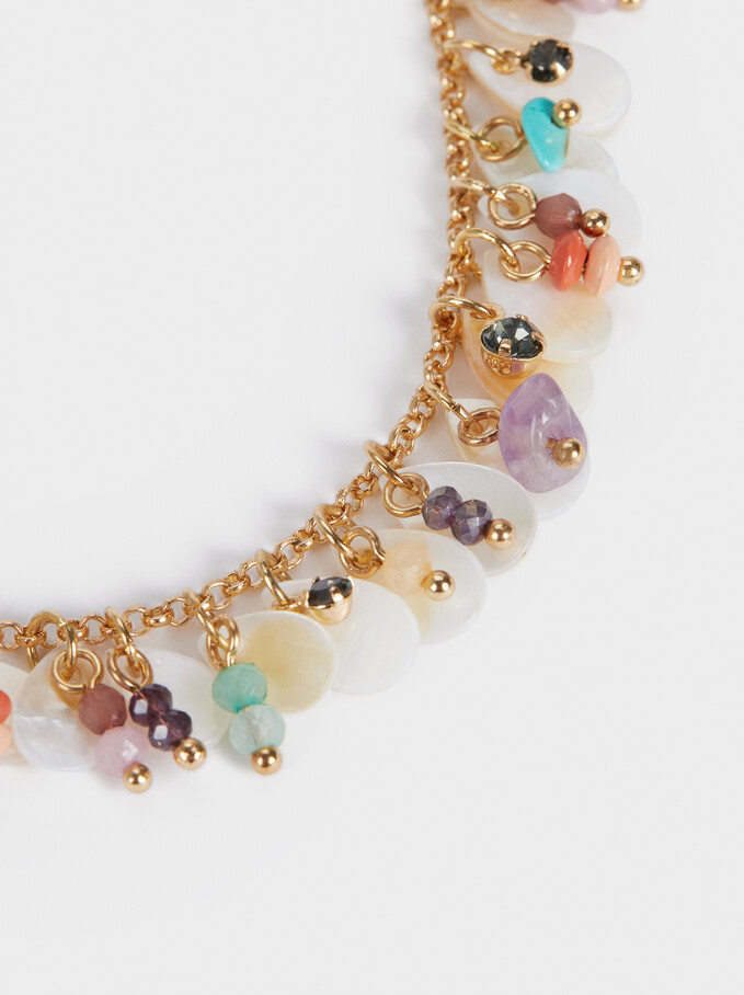 Short Necklace With Pearls And Stones, Multicolor, hi-res