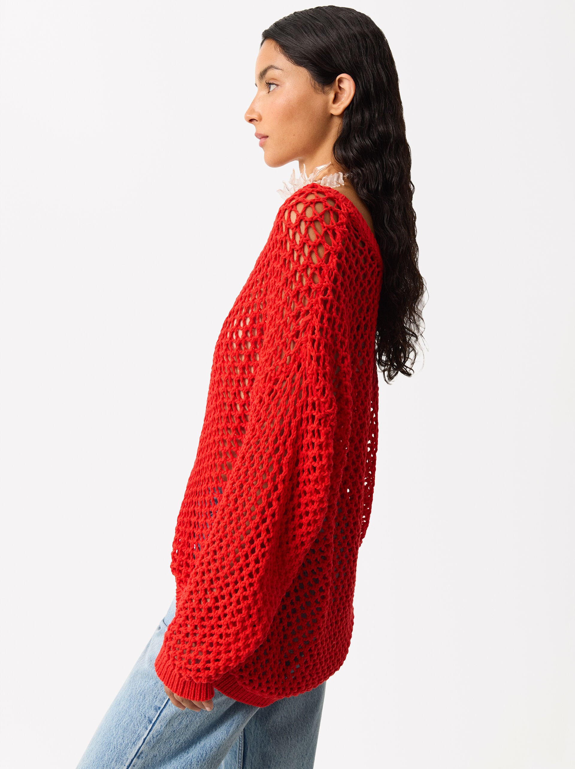 Open Knit Sweater With Cotton image number 3.0