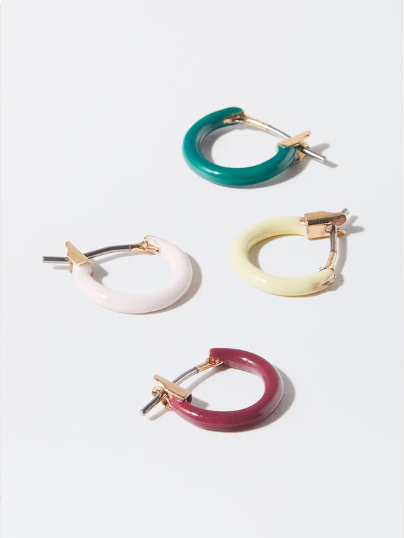 Set Of Hoop Earrings, Multicolor, hi-res